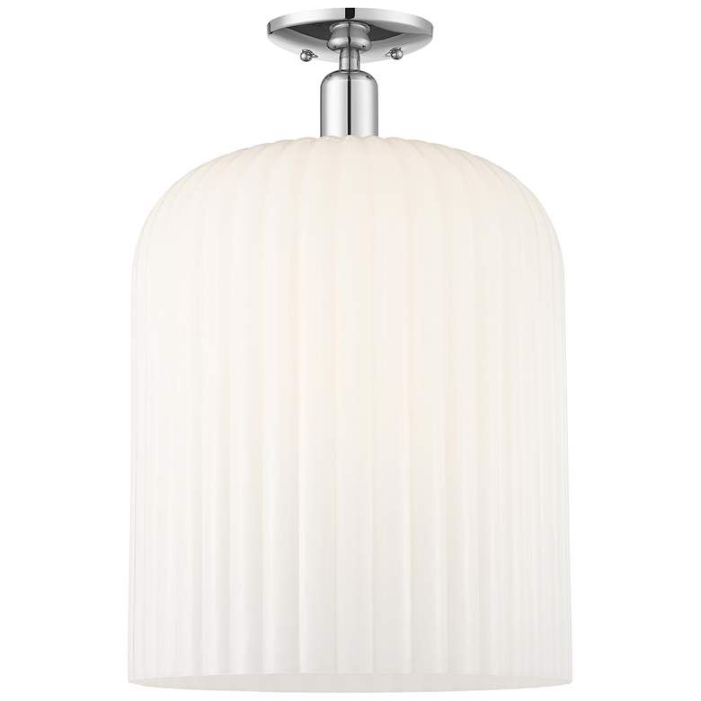 Image 1 Bridal Veil 12"W Polished Chrome Semi-Flush With Gloss White Shade