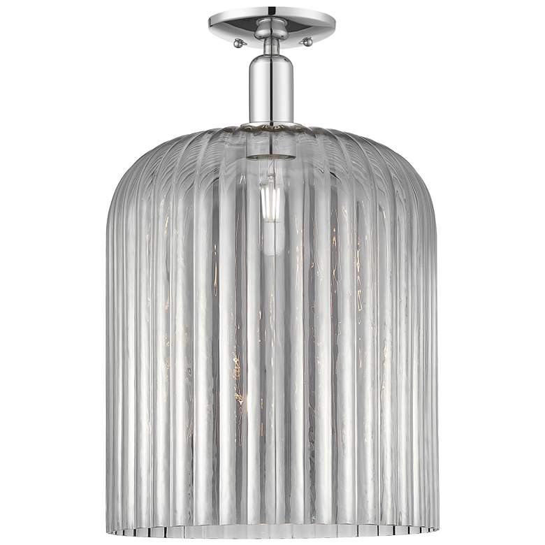 Image 1 Bridal Veil 12"W Polished Chrome Semi-Flush With Light Smoke Shade