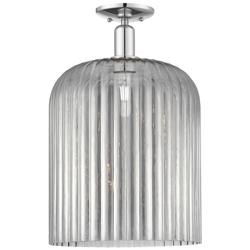 Bridal Veil 12"W Polished Chrome Semi-Flush With Light Smoke Shade