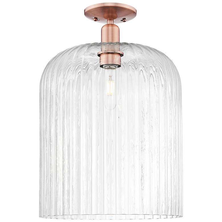 Image 1 Bridal Veil 12" Wide Antique Copper Semi-Flush Mount With Clear Shade