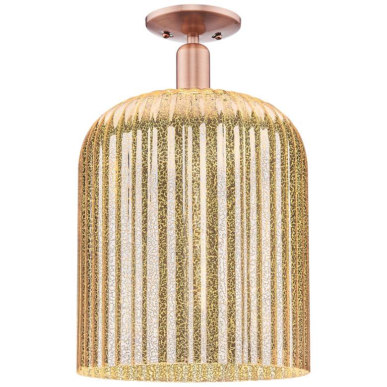 Image 1 Bridal Veil 12" Wide Antique Copper Semi-Flush Mount With Mercury Shade