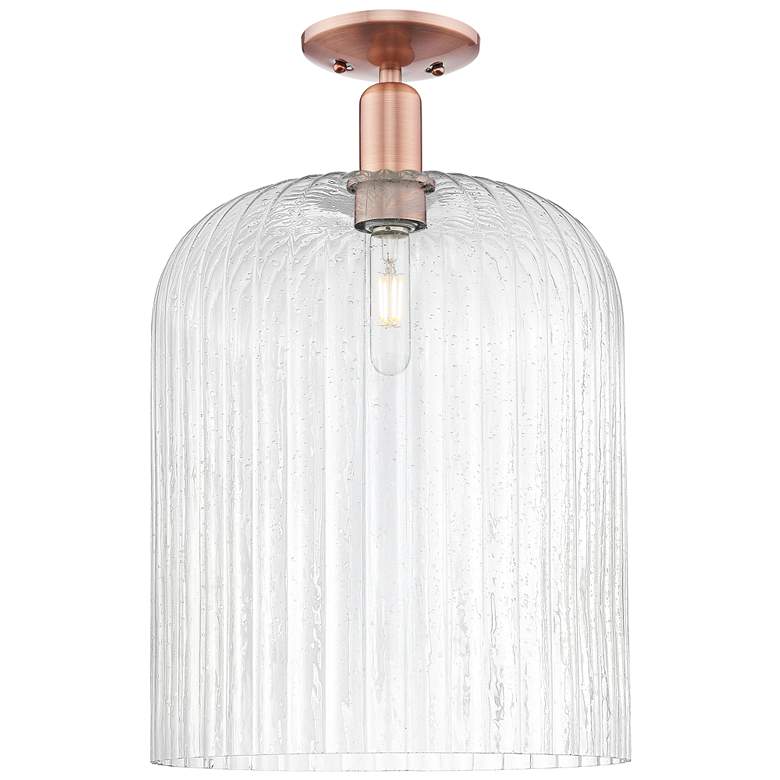 Image 1 Bridal Veil 12" Wide Antique Copper Semi-Flush Mount With Seedy Shade