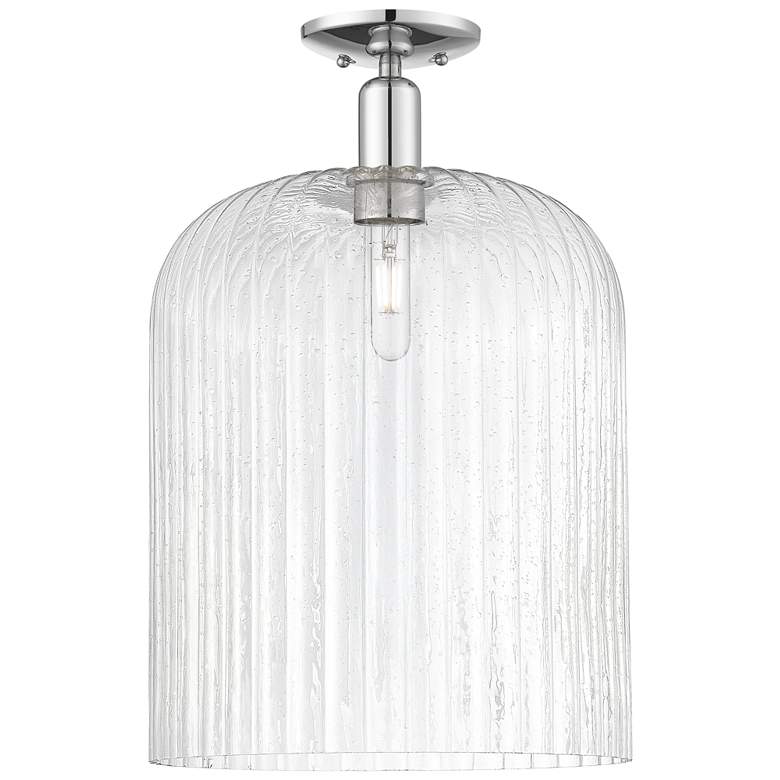 Image 1 Bridal Veil 12" Wide Polished Chrome Semi-Flush Mount With Seedy Shade