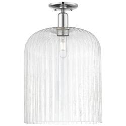 Bridal Veil 12" Wide Polished Chrome Semi-Flush Mount With Seedy Shade