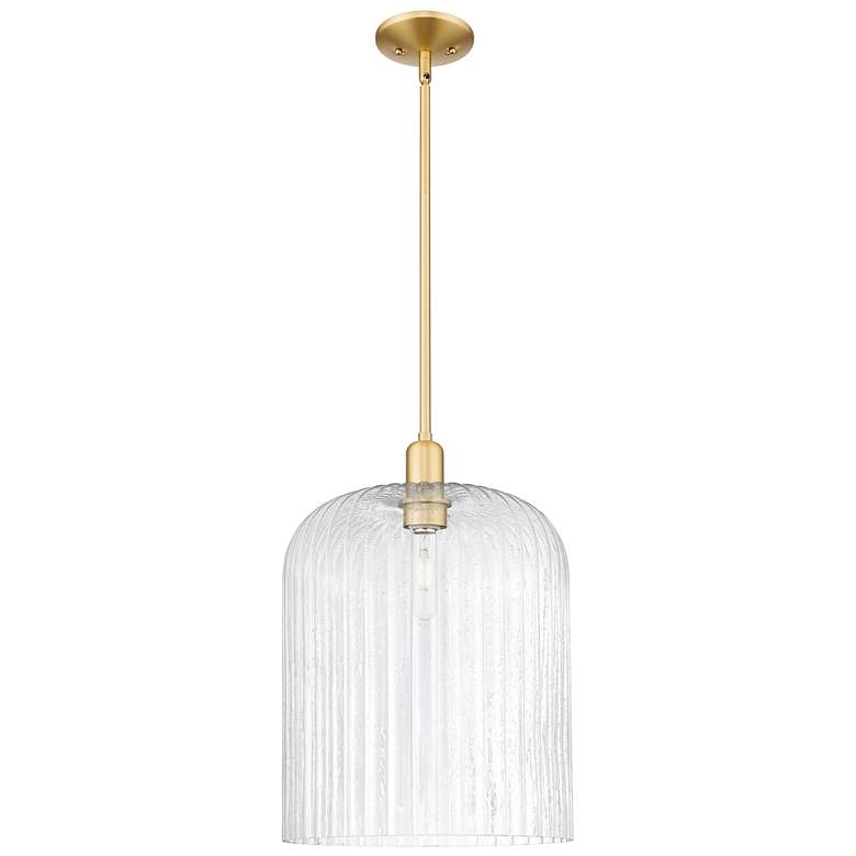 Image 1 Bridal Veil 12" Wide Satin Gold Stem Hung Mini Pendant With Seedy Shade