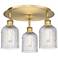 Bridal Veil 16.75"W 3-Light Brushed Brass Flush Mount w/ Clear Shade