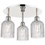 Bridal Veil 16.75"W 3-Light Polished Nickel Flush Mount w/ Clear Shade