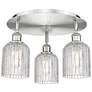 Bridal Veil 16.75"W 3-Light Satin Nickel Flush Mount w/ Clear Shade