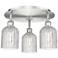 Bridal Veil 16.75"W 3-Light Satin Nickel Flush Mount w/ Clear Shade