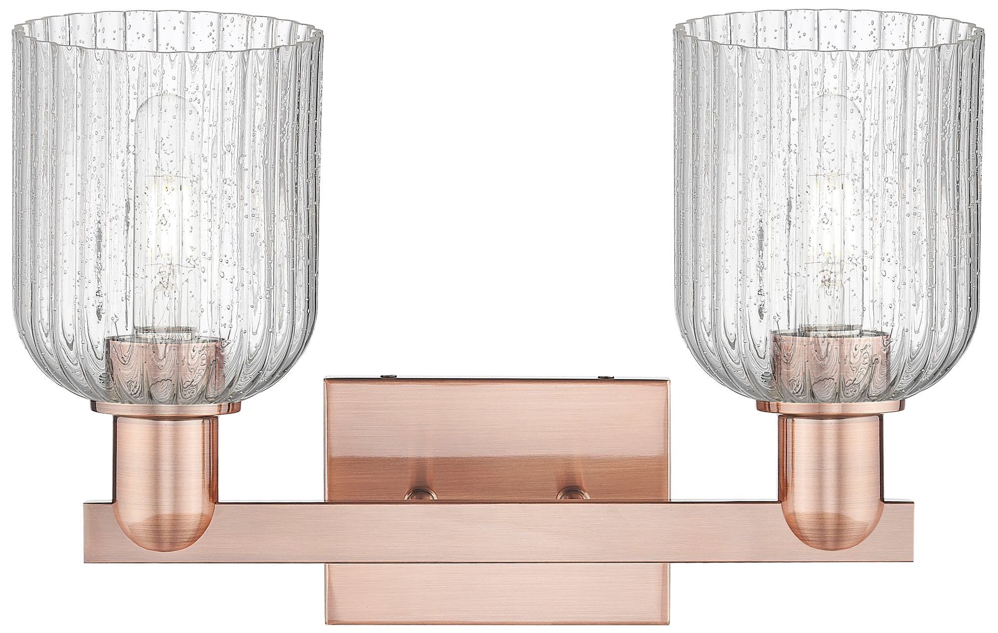 Image 2 Bridal Veil 16"W 2 Light Antique Copper Bath Light With Seedy Shade more views