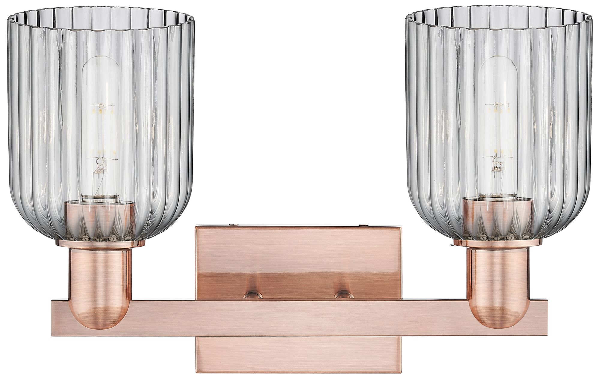 Image 2 Bridal Veil 16"W 2 Light Copper Bath Light With Light Smoke Shade more views