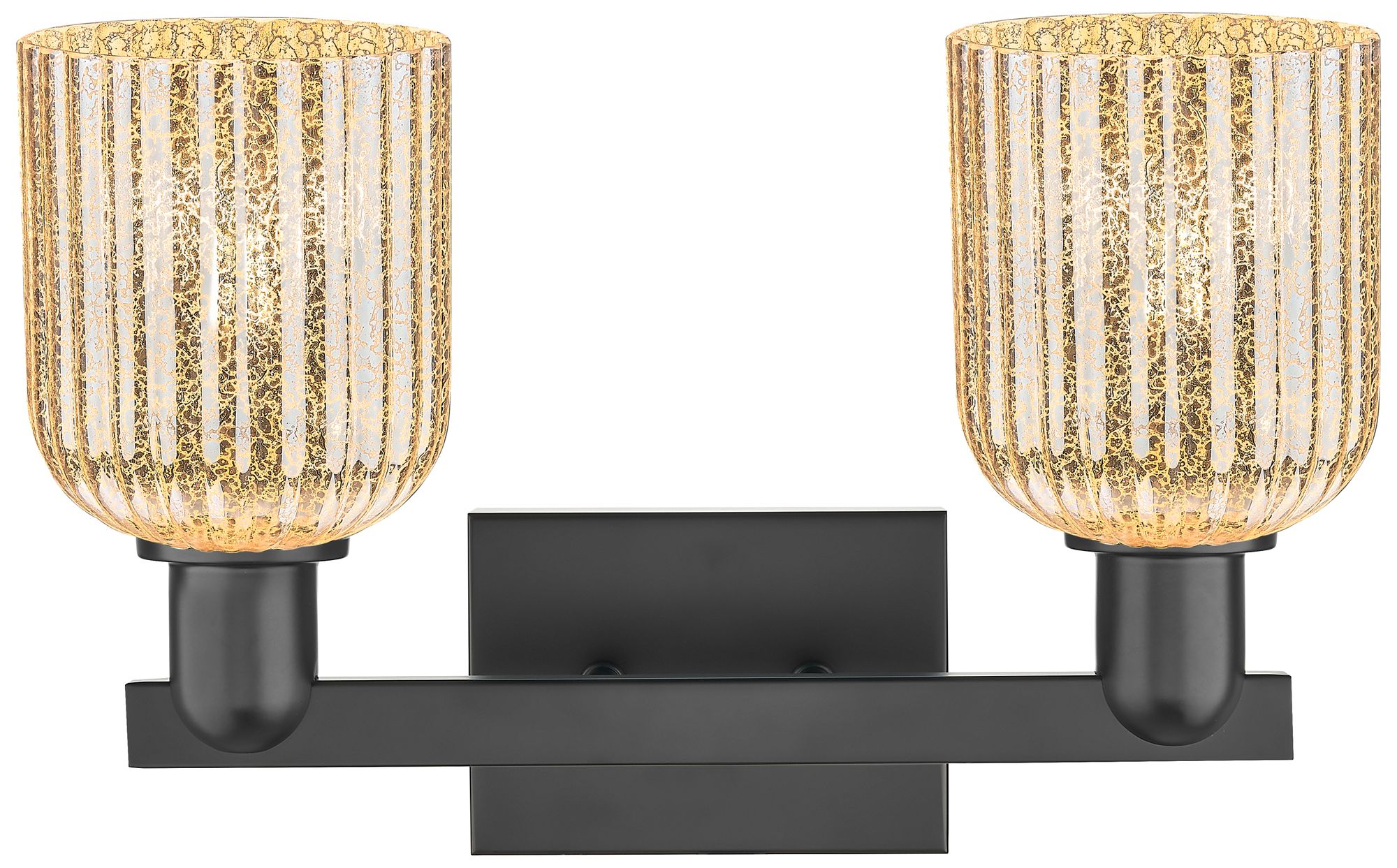 Image 2 Bridal Veil 16"W 2 Light Matte Black Bath Light With Mercury Shade more views