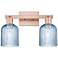 Bridal Veil 16"W 2 Light Antique Copper Bath Light With Blue Shade