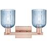 2_Bridal Veil 16"W 2 Light Antique Copper Bath Light With Blue Shade more views