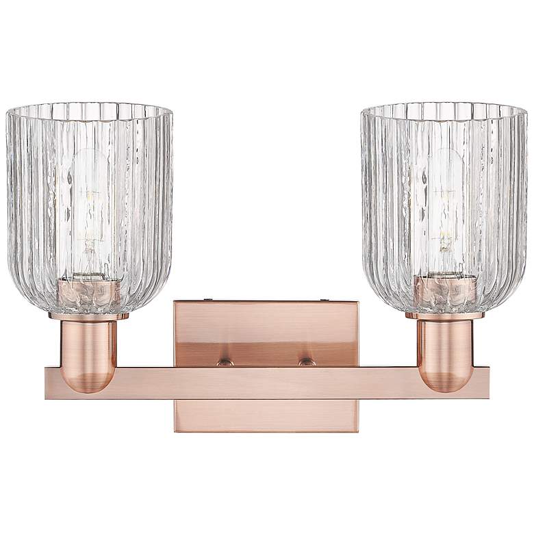 Image 2 Bridal Veil 16"W 2 Light Antique Copper Bath Light With Clear Shade more views