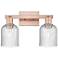 Bridal Veil 16"W 2 Light Antique Copper Bath Light With Seedy Shade