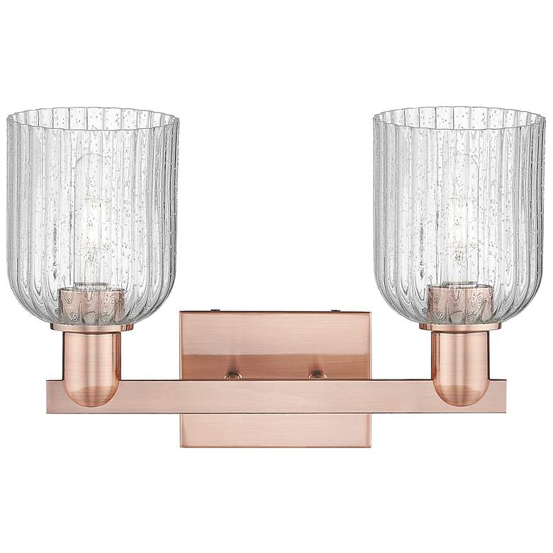 Image 2 Bridal Veil 16"W 2 Light Antique Copper Bath Light With Seedy Shade more views