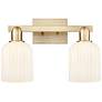 Bridal Veil 16"W 2 Light Champagne Bath Light With Gloss White Shade