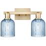 Bridal Veil 16"W 2 Light Champagne Bronze Bath Light With Blue Shade