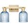 Bridal Veil 16"W 2 Light Champagne Bronze Bath Light With Blue Shade