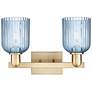 Bridal Veil 16"W 2 Light Champagne Bronze Bath Light With Blue Shade