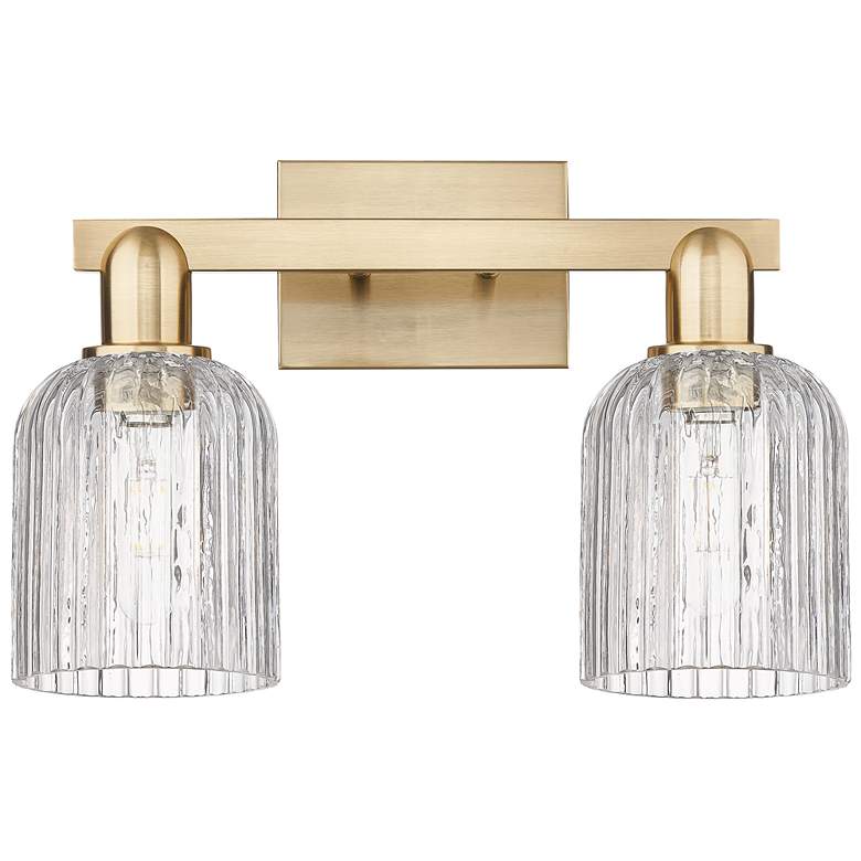 Image 1 Bridal Veil 16"W 2 Light Champagne Bronze Bath Light With Clear Shade