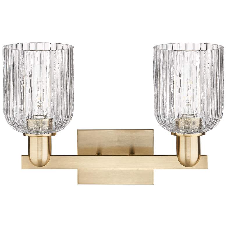 Image 2 Bridal Veil 16"W 2 Light Champagne Bronze Bath Light With Clear Shade more views
