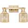 Bridal Veil 16"W 2 Light Champagne Bronze Bath Light With Mercury Shade