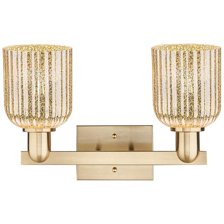 Image 2 Bridal Veil 16"W 2 Light Champagne Bronze Bath Light With Mercury Shade more views