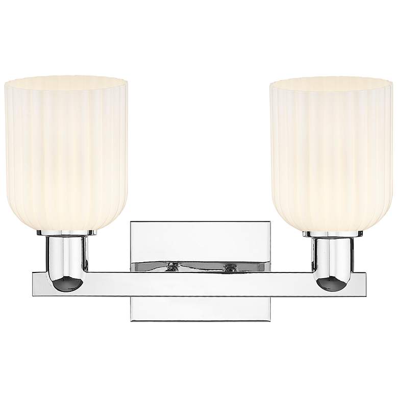 Image 2 Bridal Veil 16"W 2 Light Chrome Bath Light With Gloss White Shade more views