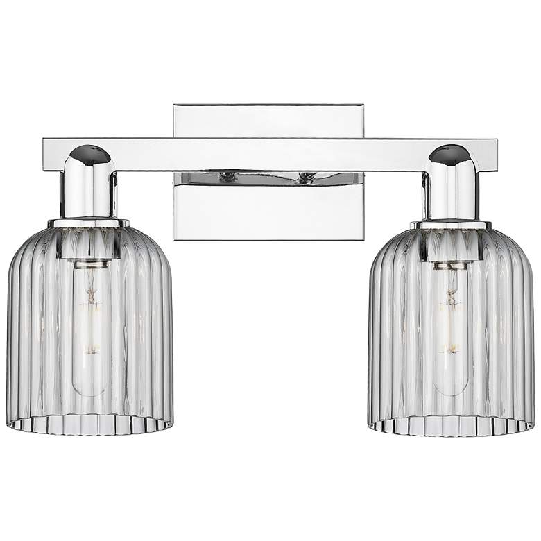 Image 1 Bridal Veil 16"W 2 Light Chrome Bath Light With Light Smoke Shade