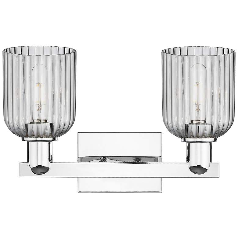 Image 2 Bridal Veil 16"W 2 Light Chrome Bath Light With Light Smoke Shade more views