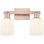 1_Bridal Veil 16"W 2 Light Copper Bath Light With Gloss White Shade