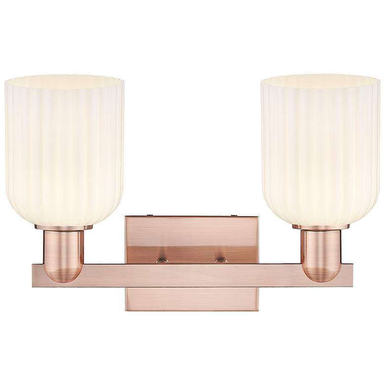 Image 2 Bridal Veil 16"W 2 Light Copper Bath Light With Gloss White Shade more views