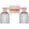 Bridal Veil 16"W 2 Light Copper Bath Light With Light Smoke Shade