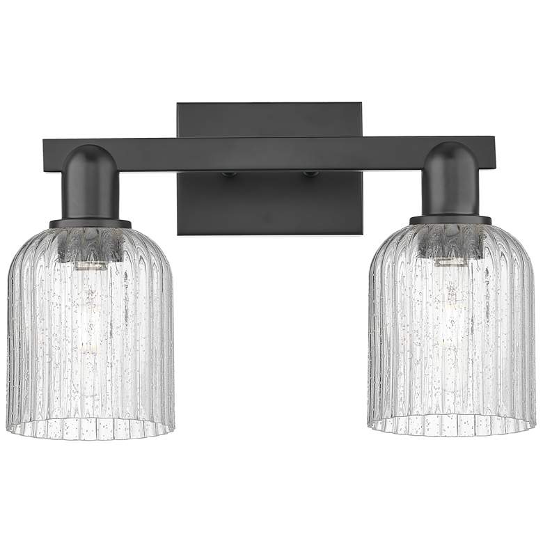 Image 1 Bridal Veil 16"W 2 Light Matte Black Bath Vanity Light With Seedy Shade