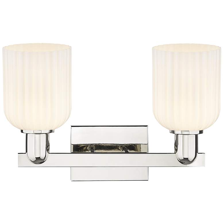 Image 2 Bridal Veil 16"W 2 Light Nickel Bath Light w/ Gloss White Shade more views