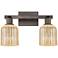 Bridal Veil 16"W 2 Light Oil Rubbed Bronze Bath Light w/ Mercury Shade