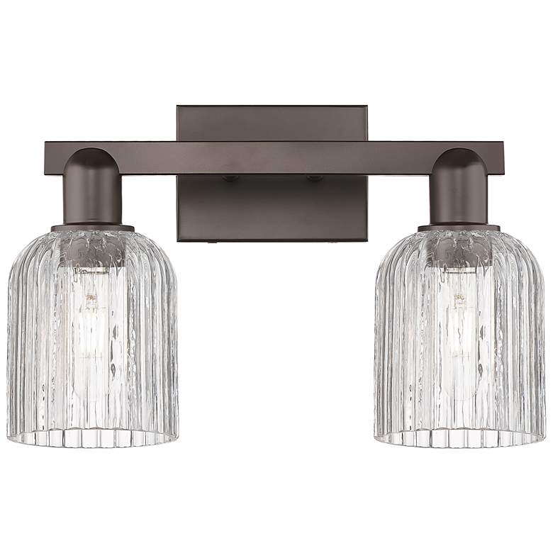 Image 1 Bridal Veil 16"W 2 Light Oil Rubbed Bronze Bath Light With Clear Shade