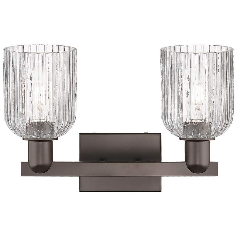 Image 2 Bridal Veil 16"W 2 Light Oil Rubbed Bronze Bath Light With Clear Shade more views