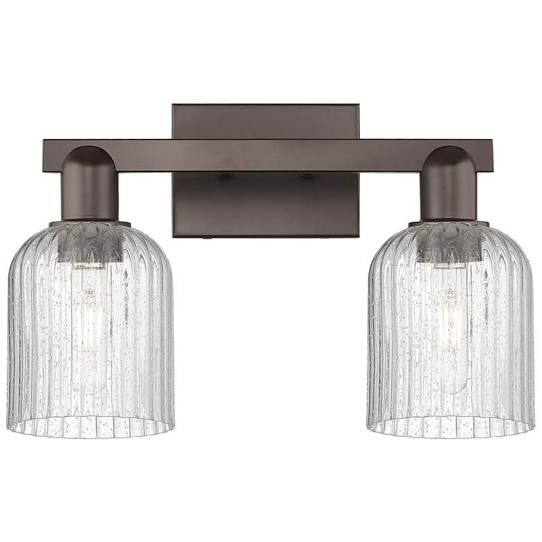 Image 1 Bridal Veil 16"W 2 Light Oil Rubbed Bronze Bath Light With Seedy Shade