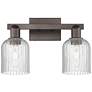 1_Bridal Veil 16"W 2 Light Oil Rubbed Bronze Bath Light With Seedy Shade