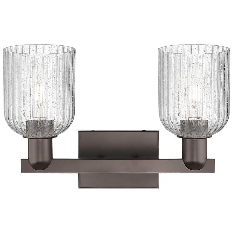 Image 2 Bridal Veil 16"W 2 Light Oil Rubbed Bronze Bath Light With Seedy Shade more views
