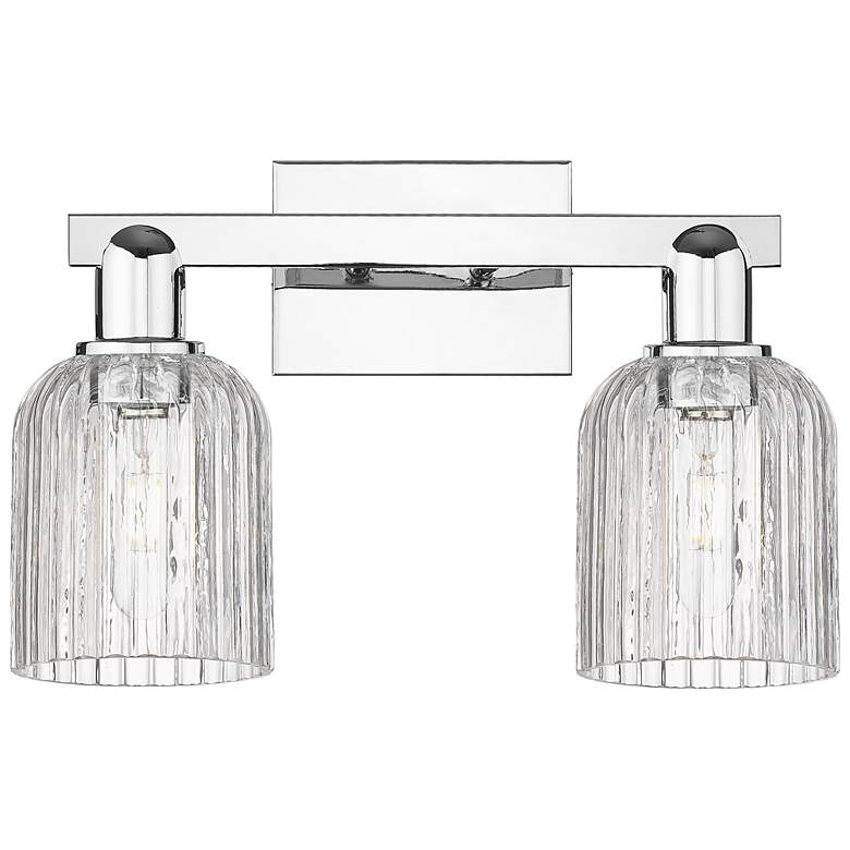 Image 1 Bridal Veil 16"W 2 Light Polished Chrome Bath Light With Clear Shade