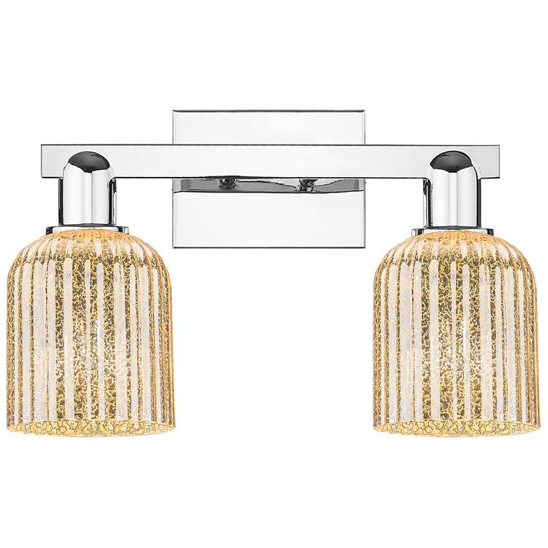 Image 1 Bridal Veil 16"W 2 Light Polished Chrome Bath Light With Mercury Shade
