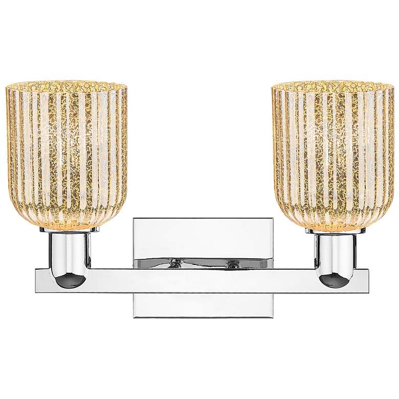 Image 2 Bridal Veil 16"W 2 Light Polished Chrome Bath Light With Mercury Shade more views
