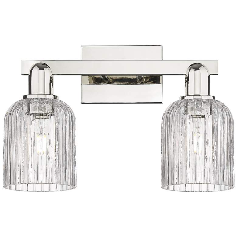 Image 1 Bridal Veil 16"W 2 Light Polished Nickel Bath Light With Clear Shade