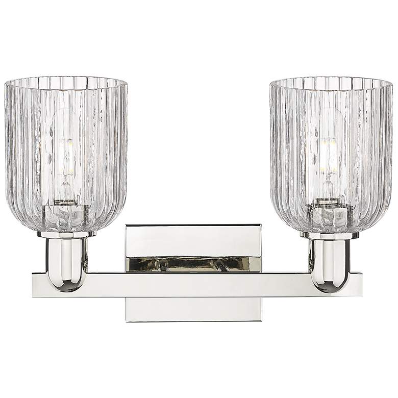Image 2 Bridal Veil 16"W 2 Light Polished Nickel Bath Light With Clear Shade more views
