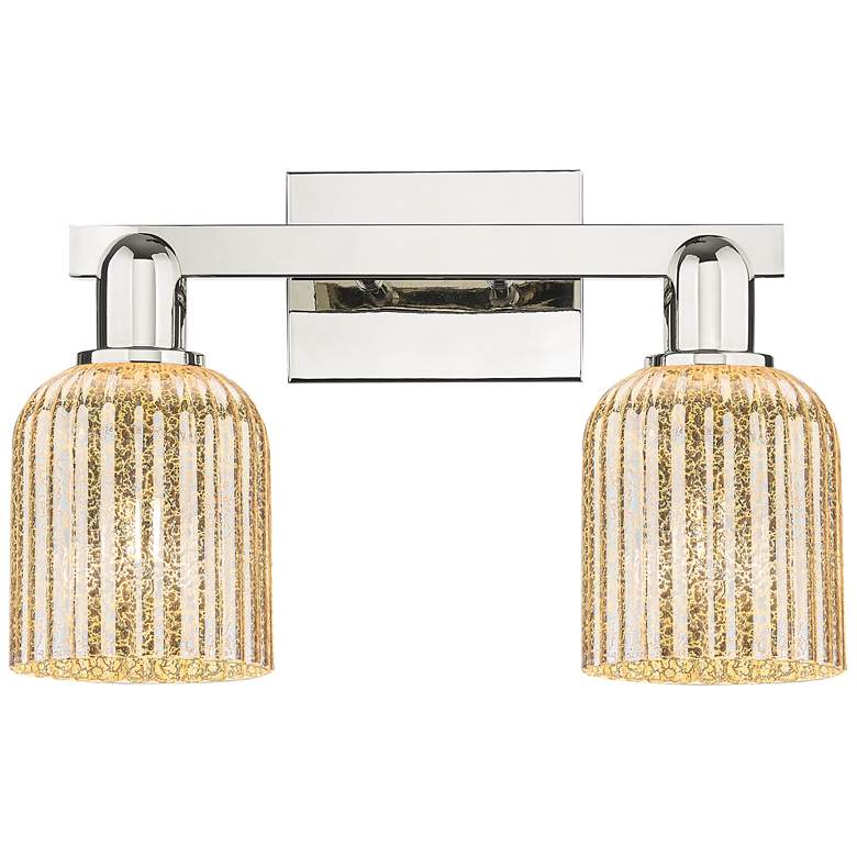 Image 1 Bridal Veil 16"W 2 Light Polished Nickel Bath Light With Mercury Shade