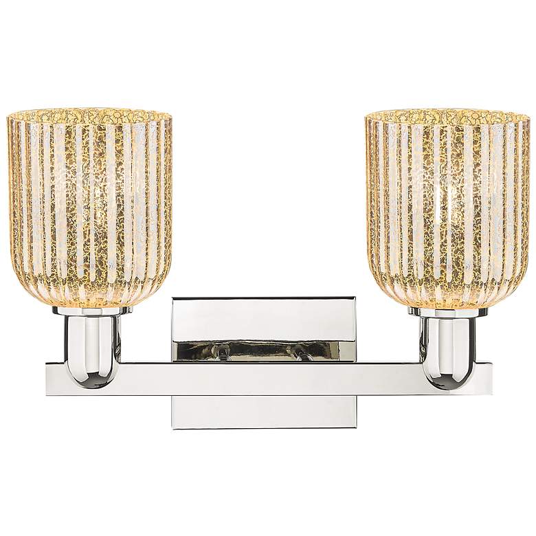 Image 2 Bridal Veil 16"W 2 Light Polished Nickel Bath Light With Mercury Shade more views